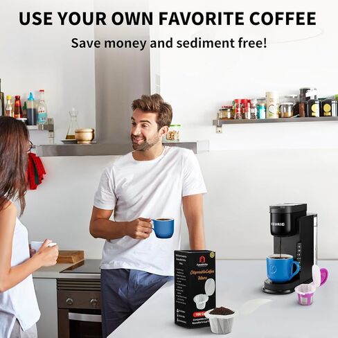 100 Count Fanativita K Cup Filters Disposable with Genius Lid Design, Fit All Reusable K Cups for Keurig (Unbleached) in Kuwait