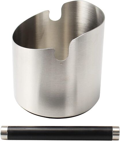 DIBTSA Espresso Knock Box, Stainless Steel Coffee Grounds Knock Box, With Removable Knock Bar and Non-Slip Rubber Base (Silver) in Saudi Arabia