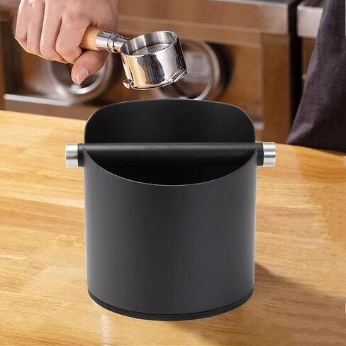 DIBTSA Espresso Knock Box, Stainless Steel Coffee Grounds Knock Box, With Removable Knock Bar and Non-Slip Rubber Base (Silver) in Kuwait