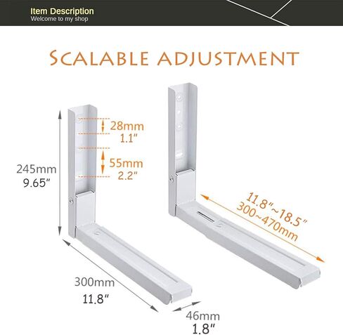 حامل مايكرويف حوائط الجدار ، قابل للتعديل طول (1 زوج ، الفولاذ المقاوم للصدأ ) in Kuwait