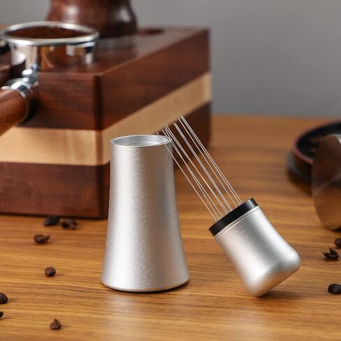 Espresso Distribution Tool - 10 Needle Espresso Coffee Stirrer I 0.35mm Professional Barista Pavant Coffee Stirring Distribution Tool,Aluminum Alloy Handle with Stand (Matte Black) in Saudi Arabia