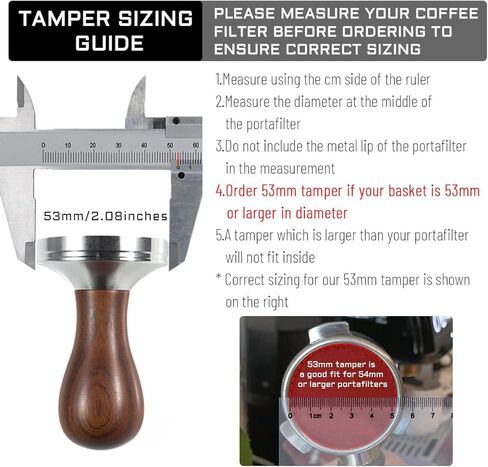 Coffee Tamper Espresso Press with Tamper Mat 304 Stainless Steel Flat Base Wooden Handle for Coffee Grounds Barista Espresso Machines Accessory (51MM) in Kuwait