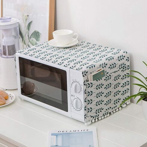 AKOAK 1 Pack 30cm x 90cm/11.81" x 35.43" Household Kitchen Microwave Dust Cover Cotton Linen Oven Cover with Storage Bag Home Decoration Accessories (Wood Grain) in Kuwait