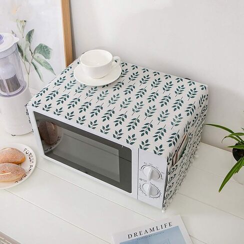 AKOAK 1 Pack 30cm x 90cm/11.81" x 35.43" Household Kitchen Microwave Dust Cover Cotton Linen Oven Cover with Storage Bag Home Decoration Accessories (Wood Grain) in Kuwait