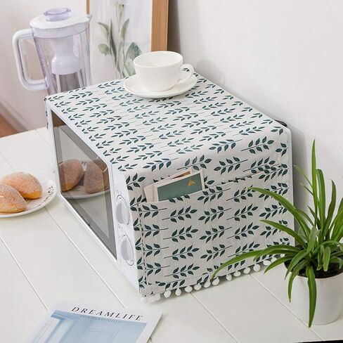 AKOAK 1 Pack 30cm x 90cm/11.81" x 35.43" Household Kitchen Microwave Dust Cover Cotton Linen Oven Cover with Storage Bag Home Decoration Accessories (Wood Grain) in Kuwait