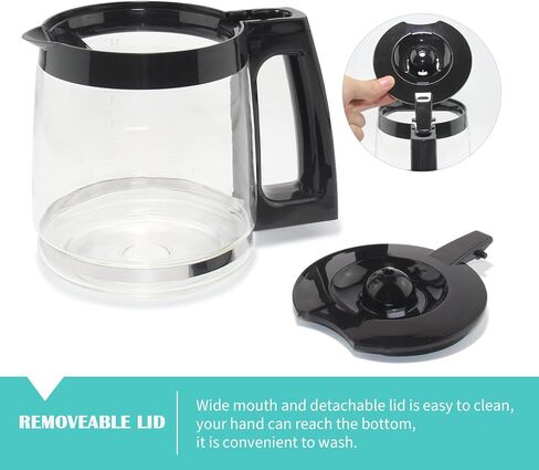 Glass Replacement Coffee Carafe Compatible with Cuisinart Coffee Maker Models DCC-2200, DCC-2600, DCC-2800, DCC-3200, and DCC-3200P1, Coffee Pot Decanter Pitcher, Black Handle in Kuwait
