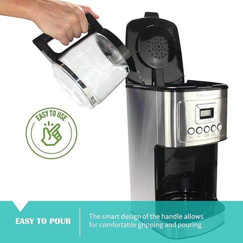 Glass Replacement Coffee Carafe Compatible with Cuisinart Coffee Maker Models DCC-2200, DCC-2600, DCC-2800, DCC-3200, and DCC-3200P1, Coffee Pot Decanter Pitcher, Black Handle in Kuwait