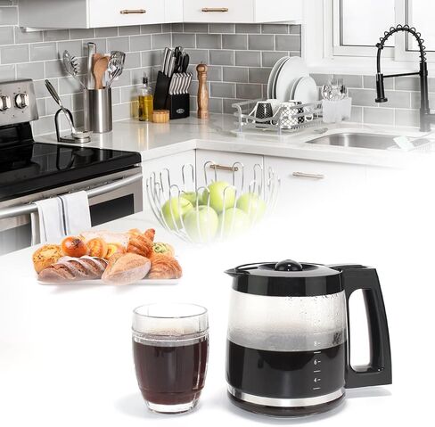 Glass Replacement Coffee Carafe Compatible with Cuisinart Coffee Maker Models DCC-2200, DCC-2600, DCC-2800, DCC-3200, and DCC-3200P1, Coffee Pot Decanter Pitcher, Black Handle in Kuwait