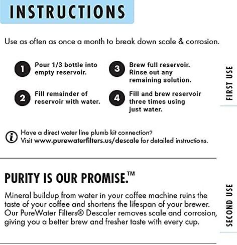 منظف ​​ومزيل الترسبات من فلاتر PureWater (6 استخدامات) - صُنع في الولايات المتحدة الأمريكية - محلول إزالة الترسبات لمصانع البيرة Keurig وNespresso وDelonghi وBreville وجميع ماكينات صنع القهوة وآلات الإسبريسو in Kuwait