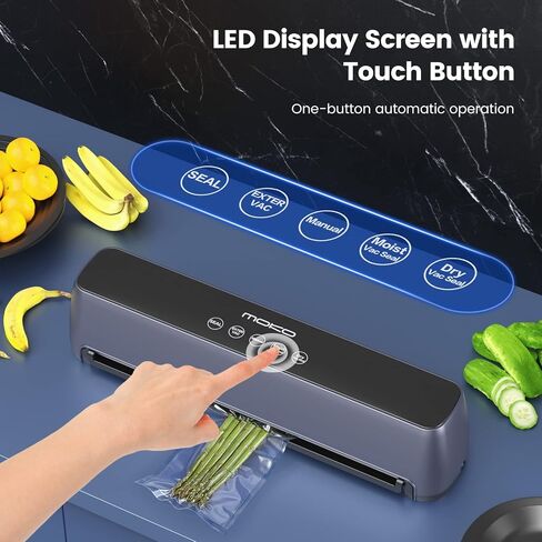 MoKo Vacuum Sealer Machine,85kpa Food Vacuum Sealer, Full Automatic Air Sealing System for Food Sealer, LED Touch Food Sealer with Dry and Moist Food Modes, Compact Design, 20Pcs Seal Bags Starter Kit in Saudi Arabia