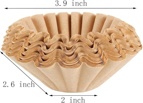 100 قطعة من فلاتر القهوة 1-4 اكواب من اي هوم سيت، سلة فلتر قهوة للاستعمال مرة واحدة لماكينات تحضير القهوة للاستخدام المنزلي والمكتب، بني طبيعي غير مبيض، 3.9 × 2.6 × 2 انش in Kuwait