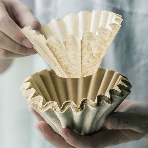100 قطعة من فلاتر القهوة 1-4 اكواب من اي هوم سيت، سلة فلتر قهوة للاستعمال مرة واحدة لماكينات تحضير القهوة للاستخدام المنزلي والمكتب، بني طبيعي غير مبيض، 3.9 × 2.6 × 2 انش in Kuwait