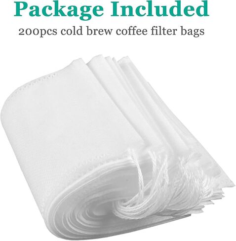 100pcs Cold Brew Coffee Bags, 6'' x 8'' No Mess Disposable Filter Bag with Drawstring for Coffee Grounds & Ice Tea in Kuwait
