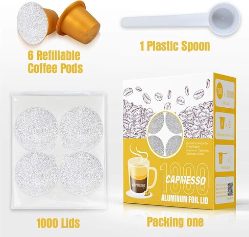CAPMESSO Foil Lids for Nespresso OriginalLine: 120 pcs Aluminum Seals 37mm in Saudi Arabia