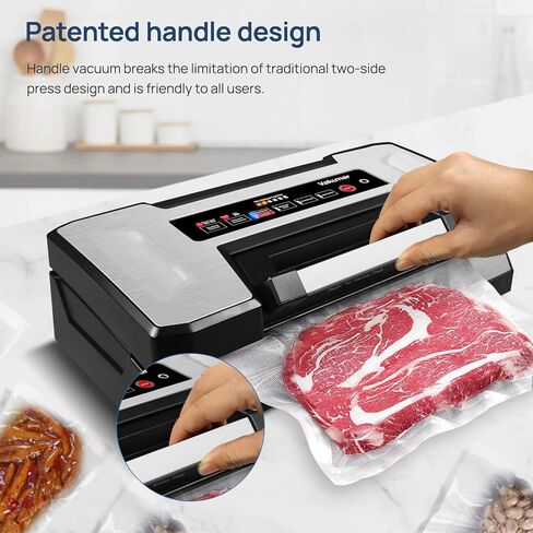 Vacuum Sealer, Vakumar 90Kpa Food Vacuum Sealer Machine Built-in Cutter & Bag Storage, Food Preservation Dry/Moist /Liquid Mode, Perfect for Liquid-Rich Foods Including Fresh Meats, Marinades, Sauces and More, Handle Locked Design in Kuwait