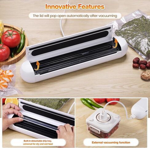 Maylmc 16 Inch Vacuum Sealer Machine Automatic Lid Opening for Kitchen, Food Vacuum Sealer Machine with Dry and Moist Universal, Vacuum Food Sealer Machine Come with 20Pcs Seal Bags Starter Kit in Saudi Arabia