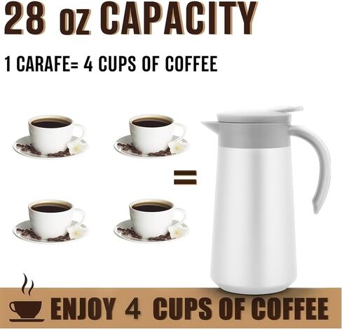 GearRoot 28oz Small Coffee Carafe Insulated Coffee Pot, Silver in Saudi Arabia