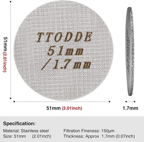 2PCS 51mm Espresso Puck Screen/Coffee Portafilter Puck Screen/Espresso Portafilter Lower Shower Screen/Reusable Contact Screen 1.7mm Thickness 150μm 316 Stainless Steel (51mm) in Saudi Arabia