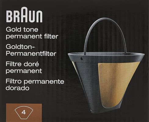 Braun Gold Tone Permanent Coffee Filter, Reusable #4 Cone Shaped, No Paper Filter Needed, Fits Coffee Makers Series 7 & Series 9, BRSC002 ,Black in Saudi Arabia
