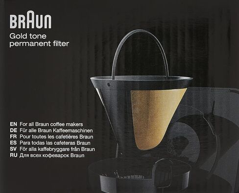 Braun Gold Tone Permanent Coffee Filter, Reusable #4 Cone Shaped, No Paper Filter Needed, Fits Coffee Makers Series 7 & Series 9, BRSC002 ,Black in Saudi Arabia