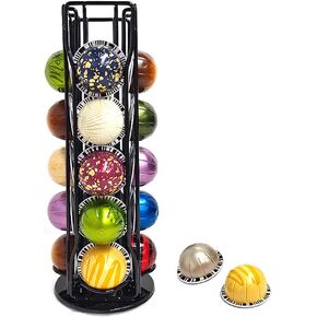 Coffee Pod Holder for Nespresso Vertuoline, Coffee Pod Stand Holds 20 Nespresso Vertuo Pods, Small Nespresso Vertuoline Pods Organizer Carousel 360-Degree Rotatable, Black