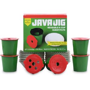 JavaJig Reusable K Cup (6 JavaJigs; 180 Filters) 2.0 compatible - Our refillable K Cup for Keurig uses pressure to brew a flavorful, healthy, cost effective, and eco-friendly cup of coffee MADE IN USA in Saudi Arabia