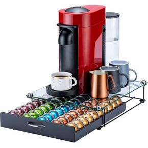 FlagShip Coffee Pod Drawer,50 Large Vertuo Pods Capacity,Black Metal in Saudi Arabia