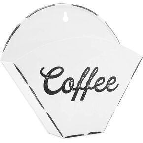 AuldHome Enamelware Cone Coffee Filter Holder (Black); Wall-Mount Modern Farmhouse Coffee Filter Bin
