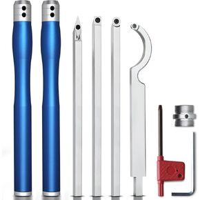 Carbide Lathe Tools, Christmas Gifts,Wood Lathe Tools with Removable Handle, 【Latest Upgraded】Turning Tool with Adjustable Connector including Swan Neck Hollower, Rougher, Finisher(Alloy Tool Set)