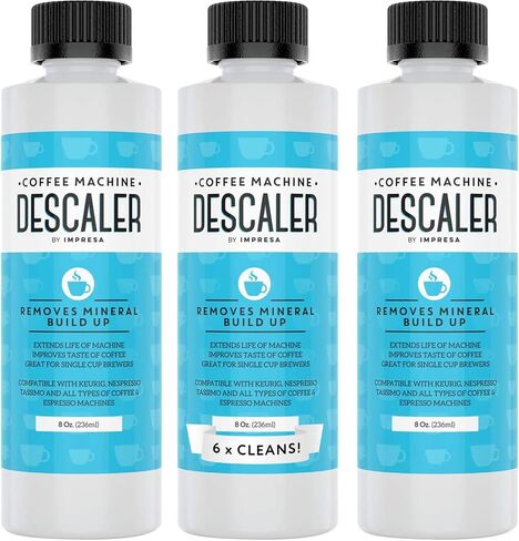 IMPRESA 3 Pack / 6 Uses Coffee Machine Descaler for Keurig and Virtually All Single Use Coffee and Espresso Machines - Made in the USA in Saudi Arabia
