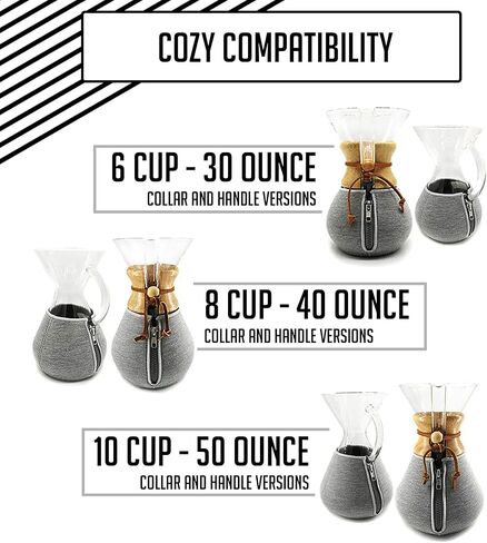 HEXNUB - 8 أكواب مريحة وغطاء لياقة Chemex ومقبض صب فوق أباريق صانع القهوة الزجاجية - غلاف معزول يحافظ على دفء القهوة أو برودةها in Kuwait