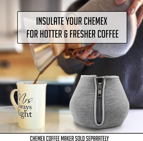 HEXNUB - 8 أكواب مريحة وغطاء لياقة Chemex ومقبض صب فوق أباريق صانع القهوة الزجاجية - غلاف معزول يحافظ على دفء القهوة أو برودةها in Kuwait