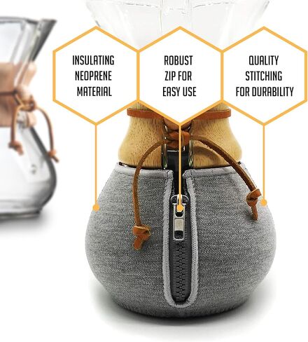 HEXNUB - 8 أكواب مريحة وغطاء لياقة Chemex ومقبض صب فوق أباريق صانع القهوة الزجاجية - غلاف معزول يحافظ على دفء القهوة أو برودةها in Kuwait