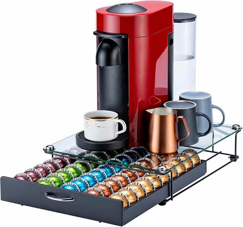 FlagShip Coffee Pod Drawer,50 Large Vertuo Pods Capacity,Black Metal in Saudi Arabia