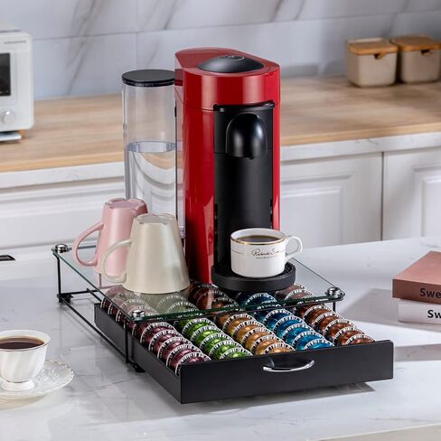 FlagShip Coffee Pod Drawer,50 Large Vertuo Pods Capacity,Black Metal in Saudi Arabia
