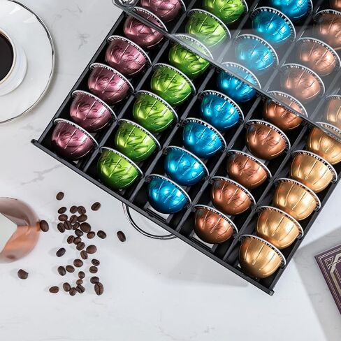 FlagShip Coffee Pod Drawer,50 Large Vertuo Pods Capacity,Black Metal in Saudi Arabia