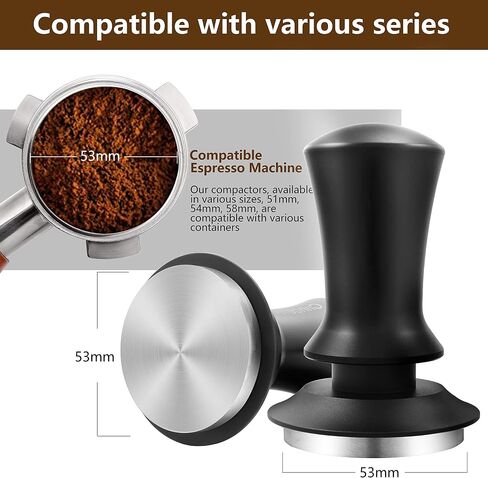 Coffee Tamper, Espresso Tamper, Premium Barista Tamper with Calibrated Spring, 100% Flat Stainless Steel Base Tamper for Espresso Coffee Machine (51mm, Black) in Saudi Arabia