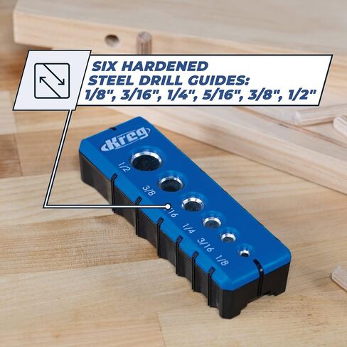 Kreg KDG-6000 Drilling Guide - Portable Drill Guide - 6 Hardened Drill Guides - Craftsman Tools - Carpentry Tools & Accessories in Saudi Arabia