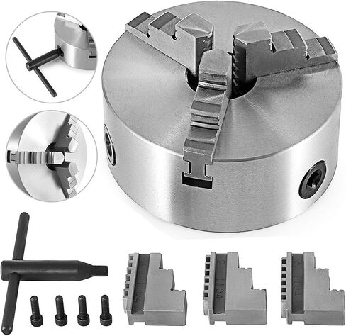 VEVOR K11-100 مخرطة تشاك 4 "، مخرطة معدنية تشاك ذاتية التمركز 3 فك، مخرطة تشاك مع مجموعتين من الفكين، لآلات الطحن in Kuwait