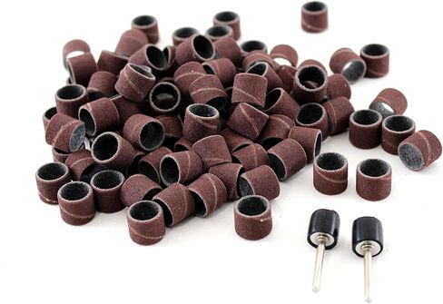TEMO 100 pc 1/2 Inch Sand Drum Grit 240 Fine with 2 pc 1/8 Inch Mandrel for Dremel Rotary Tools in Saudi Arabia