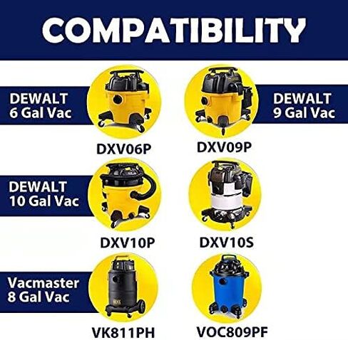 Pack 10 Vacuum Bags For DEWALT 6 to 10 Gallon Shop Vac DXVA19-4101, Dust Collection Bag with Filter For Vacmaster VHBM, Replacement Parts BM08 Accessories Kit in Kuwait