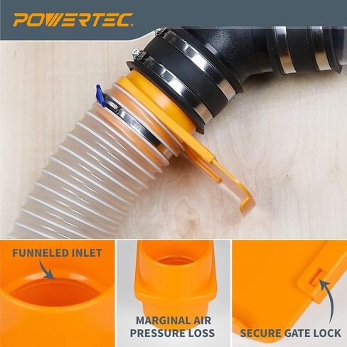 POWERTEC 70295-P2 4 بوصة مقاومة للانسداد لبوابة الانفجار، تركيب بلاستيك ABS مدبب مضاد للفجوة لأنظمة جمع الغبار، 2PK in Saudi Arabia