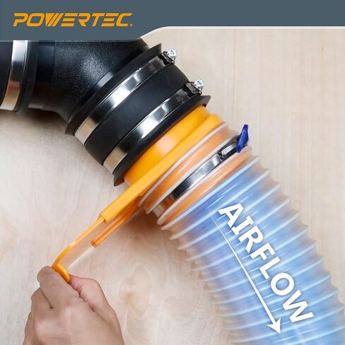 POWERTEC 70295-P2 4 بوصة مقاومة للانسداد لبوابة الانفجار، تركيب بلاستيك ABS مدبب مضاد للفجوة لأنظمة جمع الغبار، 2PK in Saudi Arabia
