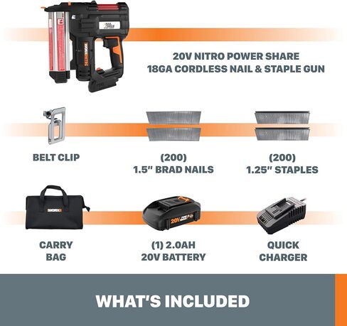 Worx WX840L 20V Power Share لاسلكي 18 مقياس للأظافر ومسدس دبابيس in Kuwait