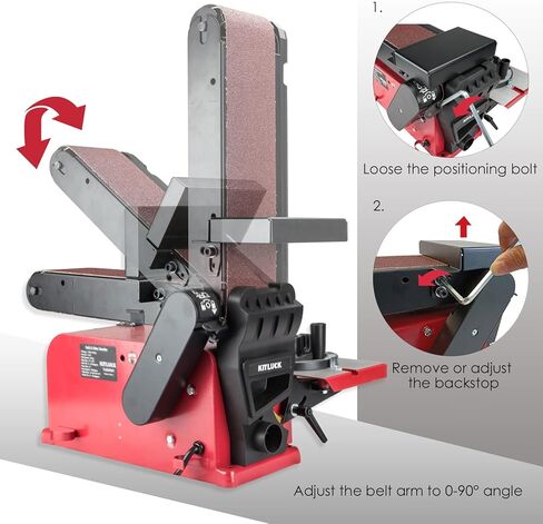 مجموعة ماكينة صنفرة قرص الحزام KITLUCK، ماكينة صنفرة حزام المقعد 5.2A مع حزام 4 بوصة × 36 بوصة وقرص 6 بوصة، مع قطعتين من ورق الصنفرة القابل للاستبدال، وقاعدة فولاذية، وأداة صنفرة قرص الحزام على سطح الطاولة لأعمال النجارة والأعمال المعدنية in Kuwait
