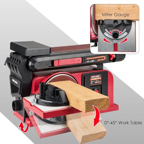 مجموعة ماكينة صنفرة قرص الحزام KITLUCK، ماكينة صنفرة حزام المقعد 5.2A مع حزام 4 بوصة × 36 بوصة وقرص 6 بوصة، مع قطعتين من ورق الصنفرة القابل للاستبدال، وقاعدة فولاذية، وأداة صنفرة قرص الحزام على سطح الطاولة لأعمال النجارة والأعمال المعدنية in Kuwait