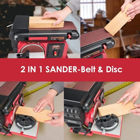 مجموعة ماكينة صنفرة قرص الحزام KITLUCK، ماكينة صنفرة حزام المقعد 5.2A مع حزام 4 بوصة × 36 بوصة وقرص 6 بوصة، مع قطعتين من ورق الصنفرة القابل للاستبدال، وقاعدة فولاذية، وأداة صنفرة قرص الحزام على سطح الطاولة لأعمال النجارة والأعمال المعدنية in Kuwait