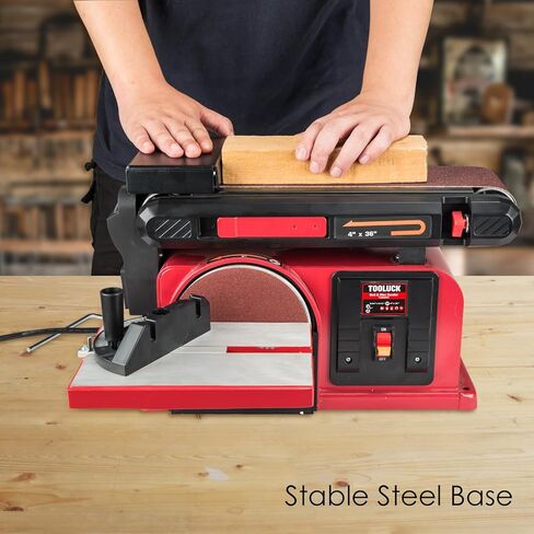 مجموعة ماكينة صنفرة قرص الحزام KITLUCK، ماكينة صنفرة حزام المقعد 5.2A مع حزام 4 بوصة × 36 بوصة وقرص 6 بوصة، مع قطعتين من ورق الصنفرة القابل للاستبدال، وقاعدة فولاذية، وأداة صنفرة قرص الحزام على سطح الطاولة لأعمال النجارة والأعمال المعدنية in Kuwait