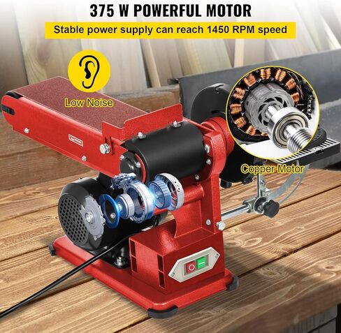 VEVOR Belt Sander, 4 x 36in. Belt Sander and 6in. Disc Sander Combo, 375W Benchtop Belt Disc Sander with Built-In Dust Collection, Powerful Bench Sander for Woodworking in Kuwait