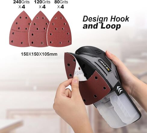 JELLAS Electric Detail Sander, 220W Compact Sander Machine for Wood, 13,000 RPM Sanders with Dust Collection, 16PCS Sandpapers, Finger Sanding Attachment and Sanding Pad Included, MS220T in Kuwait